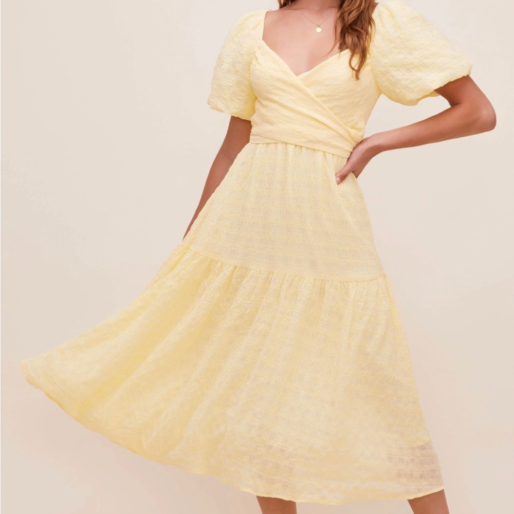 Astr The Label Sonnet Puff Sleeve Midi Dress - Size XS
